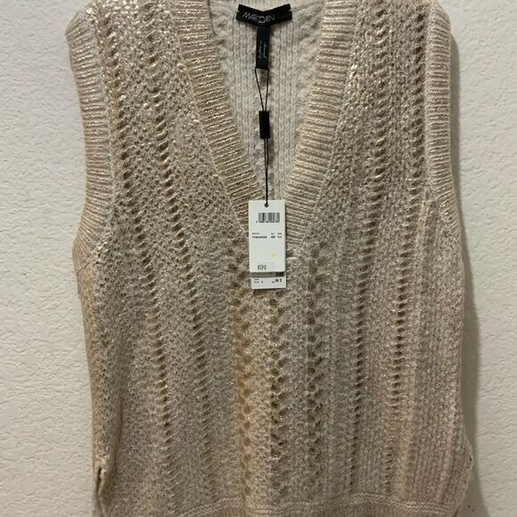 New $590 Marc Cain Yellow Cable Knit Sweater Tank Top virgin wool size N3 / 8 - Picture 1 of 15